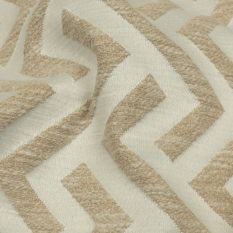 Cotton and Recycled Polyester Drapery Jacquard - Champagne Broken Chevrons - British Imported