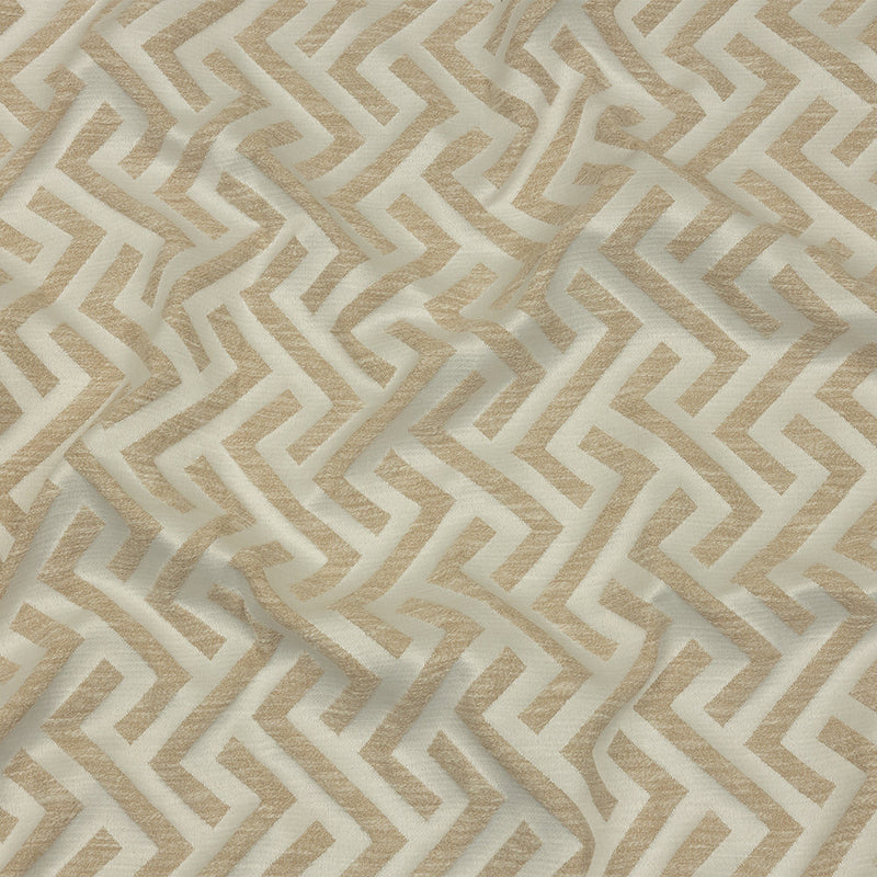 Cotton and Recycled Polyester Drapery Jacquard - Champagne Broken Chevrons - British Imported