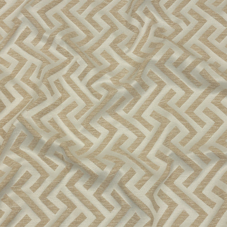 Cotton and Recycled Polyester Drapery Jacquard - Champagne Broken Chevrons - British Imported