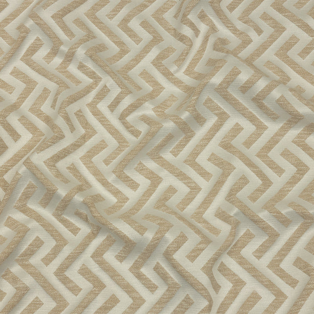 Cotton and Recycled Polyester Drapery Jacquard - Champagne Broken Chevrons - British Imported
