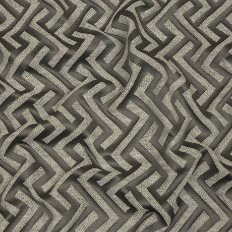 Cotton and Recycled Polyester Drapery Jacquard - Graphite Broken Chevrons - British Imported