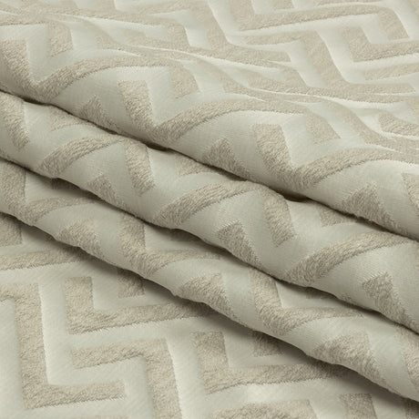 Cotton and Recycled Polyester Drapery Jacquard - Ivory Broken Chevrons - British Imported