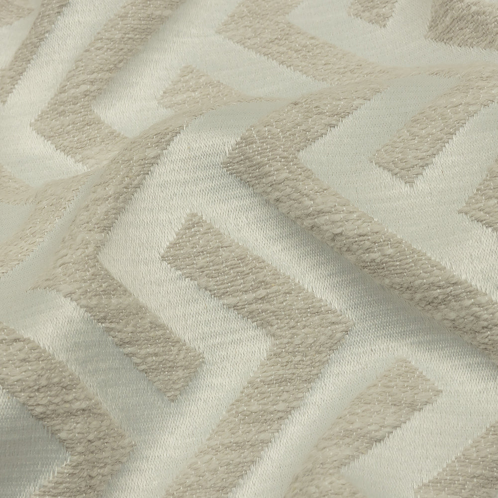 Cotton and Recycled Polyester Drapery Jacquard - Ivory Broken Chevrons - British Imported