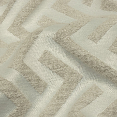 Cotton and Recycled Polyester Drapery Jacquard - Ivory Broken Chevrons - British Imported