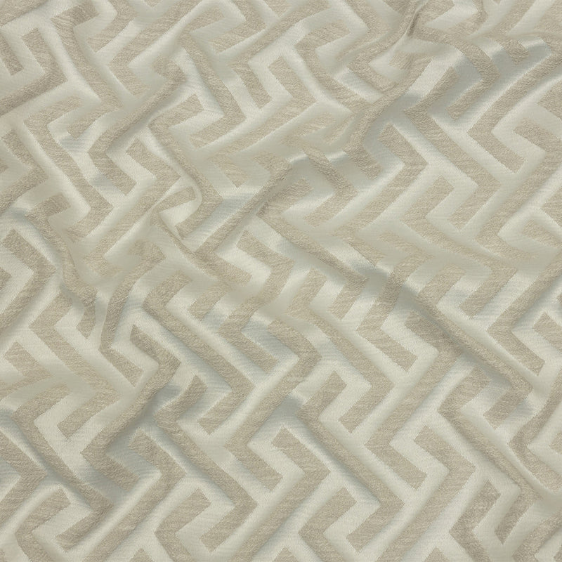 Cotton and Recycled Polyester Drapery Jacquard - Ivory Broken Chevrons - British Imported