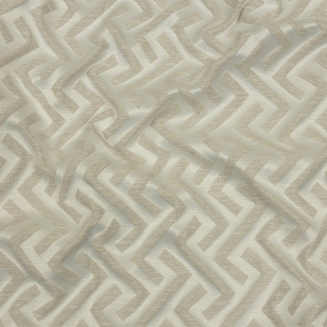 Cotton and Recycled Polyester Drapery Jacquard - Ivory Broken Chevrons - British Imported