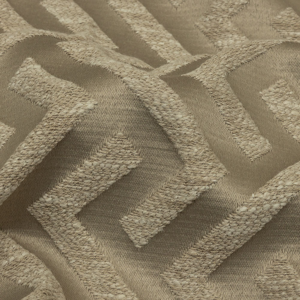 Cotton and Recycled Polyester Drapery Jacquard - Latte Broken Chevrons - British Imported