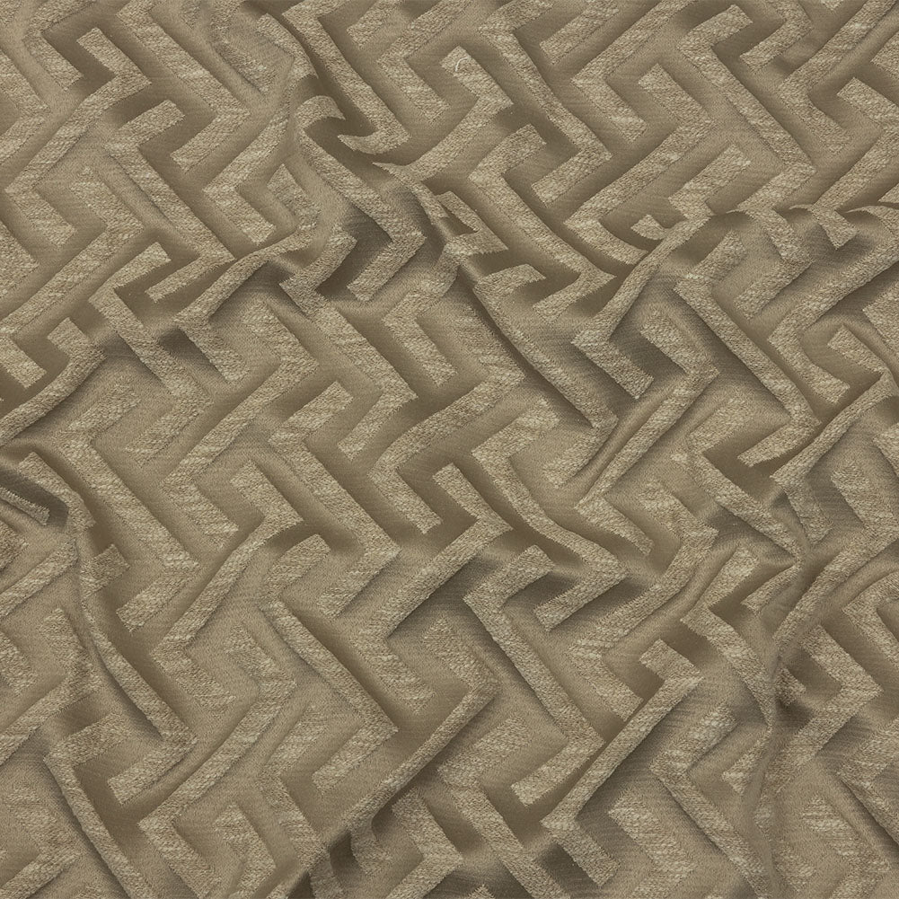 Cotton and Recycled Polyester Drapery Jacquard - Latte Broken Chevrons - British Imported