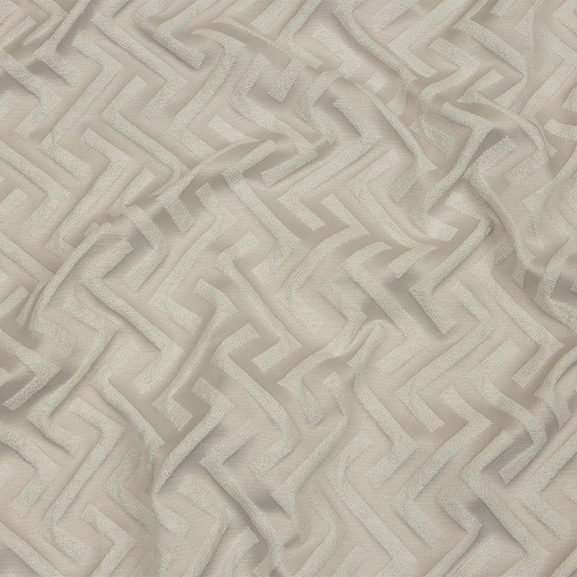 Cotton and Recycled Polyester Drapery Jacquard - Pearl Broken Chevrons - British Imported