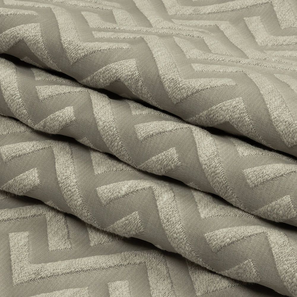 Cotton and Recycled Polyester Drapery Jacquard - Silver Broken Chevrons - British Imported