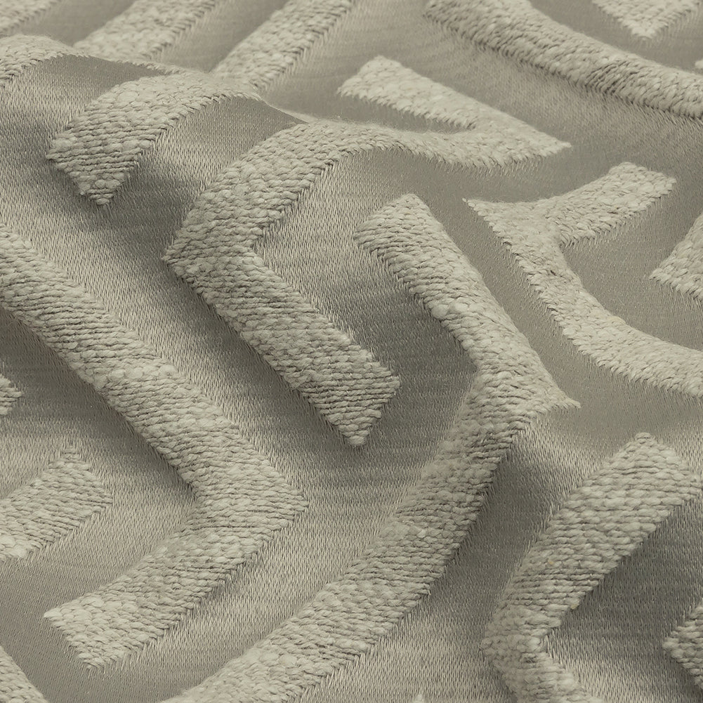 Cotton and Recycled Polyester Drapery Jacquard - Silver Broken Chevrons - British Imported