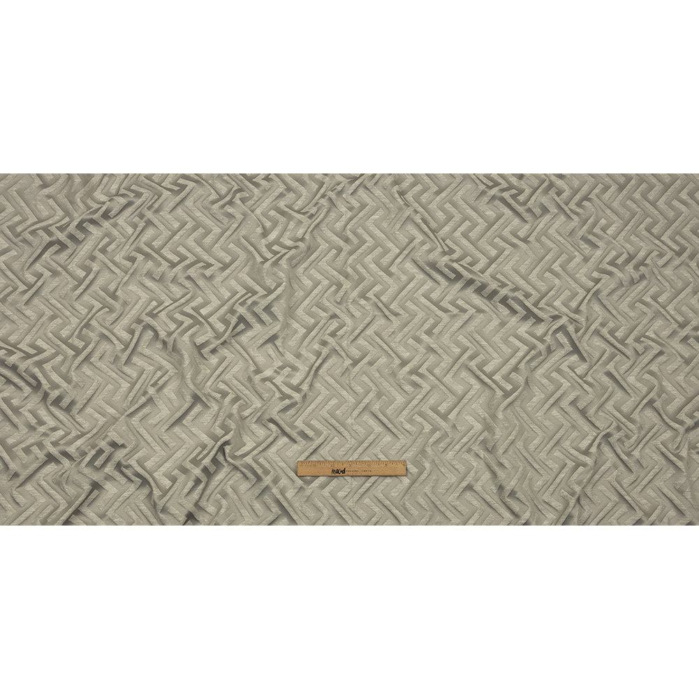 Cotton and Recycled Polyester Drapery Jacquard - Silver Broken Chevrons - British Imported