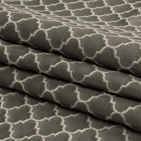 Cotton and Recycled Polyester Drapery Jacquard - Graphite Fancy Little Ogees - British Imported