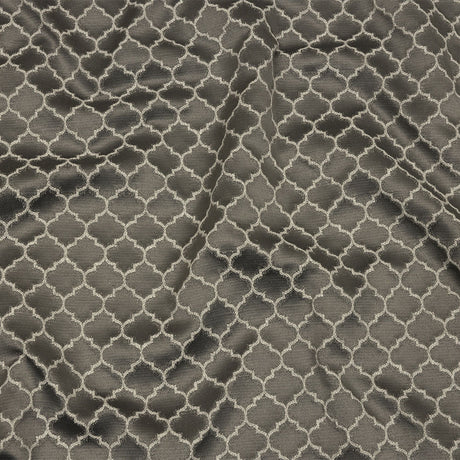 Cotton and Recycled Polyester Drapery Jacquard - Graphite Fancy Little Ogees - British Imported