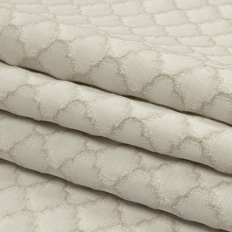 Cotton and Recycled Polyester Drapery Jacquard - Ivory Fancy Little Ogees - British Imported