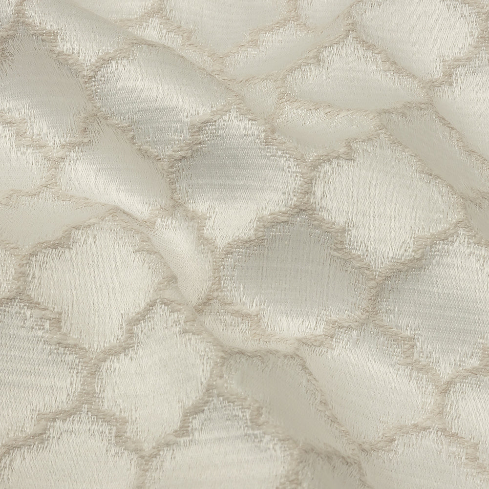 Cotton and Recycled Polyester Drapery Jacquard - Ivory Fancy Little Ogees - British Imported
