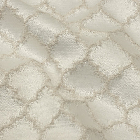 Cotton and Recycled Polyester Drapery Jacquard - Ivory Fancy Little Ogees - British Imported