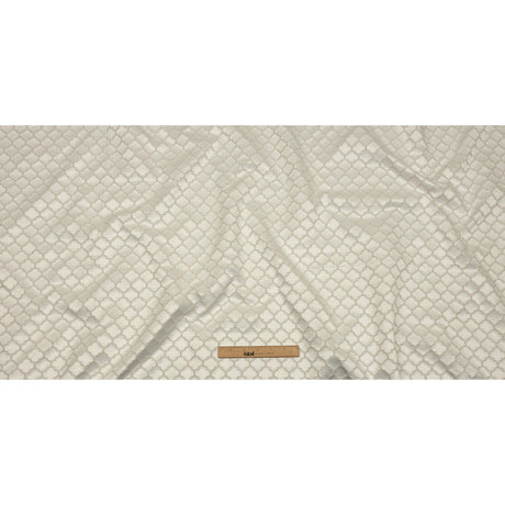 Cotton and Recycled Polyester Drapery Jacquard - Ivory Fancy Little Ogees - British Imported