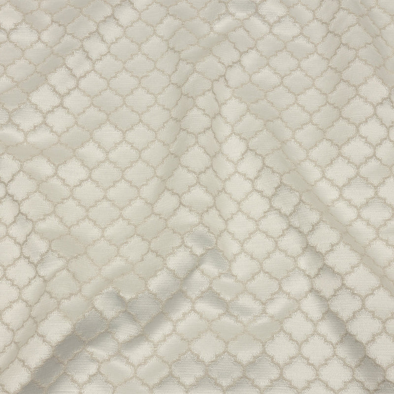 Cotton and Recycled Polyester Drapery Jacquard - Ivory Fancy Little Ogees - British Imported