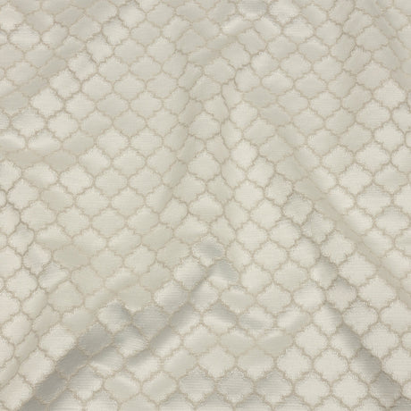 Cotton and Recycled Polyester Drapery Jacquard - Ivory Fancy Little Ogees - British Imported