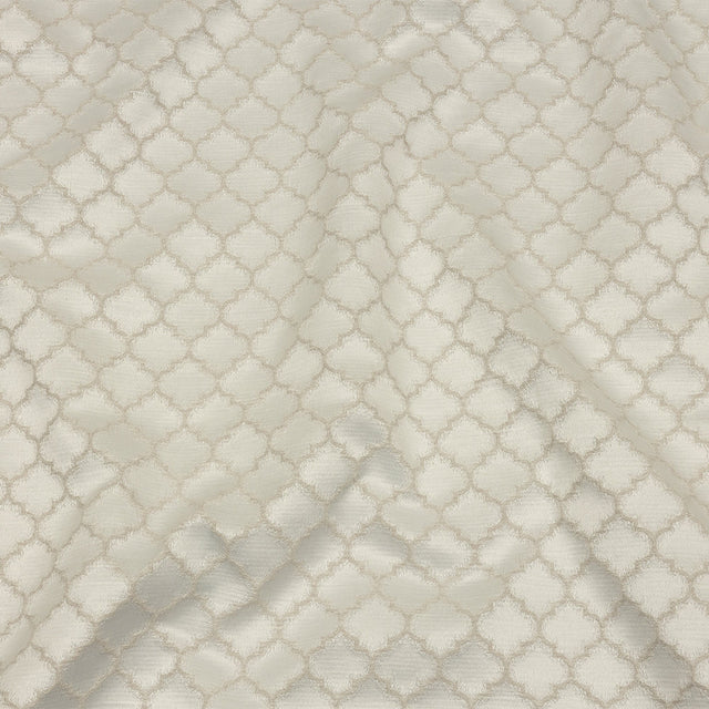 Cotton and Recycled Polyester Drapery Jacquard - Ivory Fancy Little Ogees - British Imported