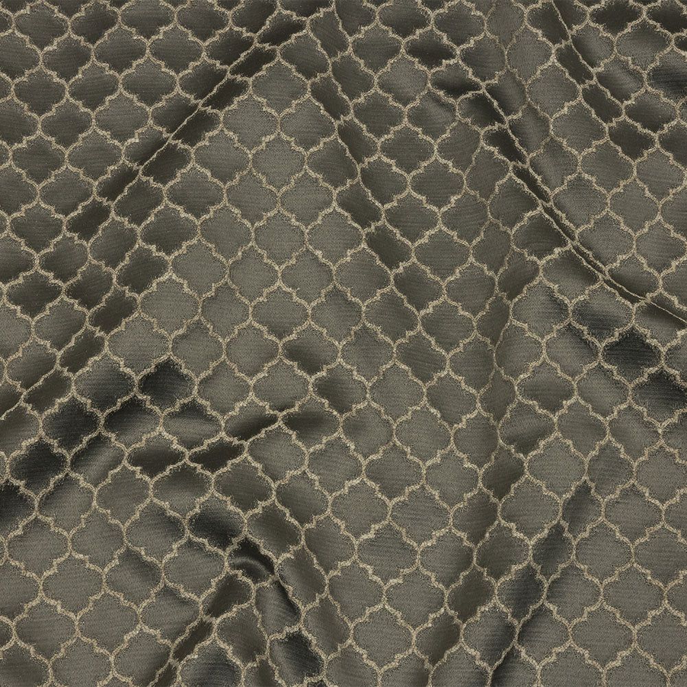 Cotton and Recycled Polyester Drapery Jacquard - Mole Fancy Little Ogees - British Imported