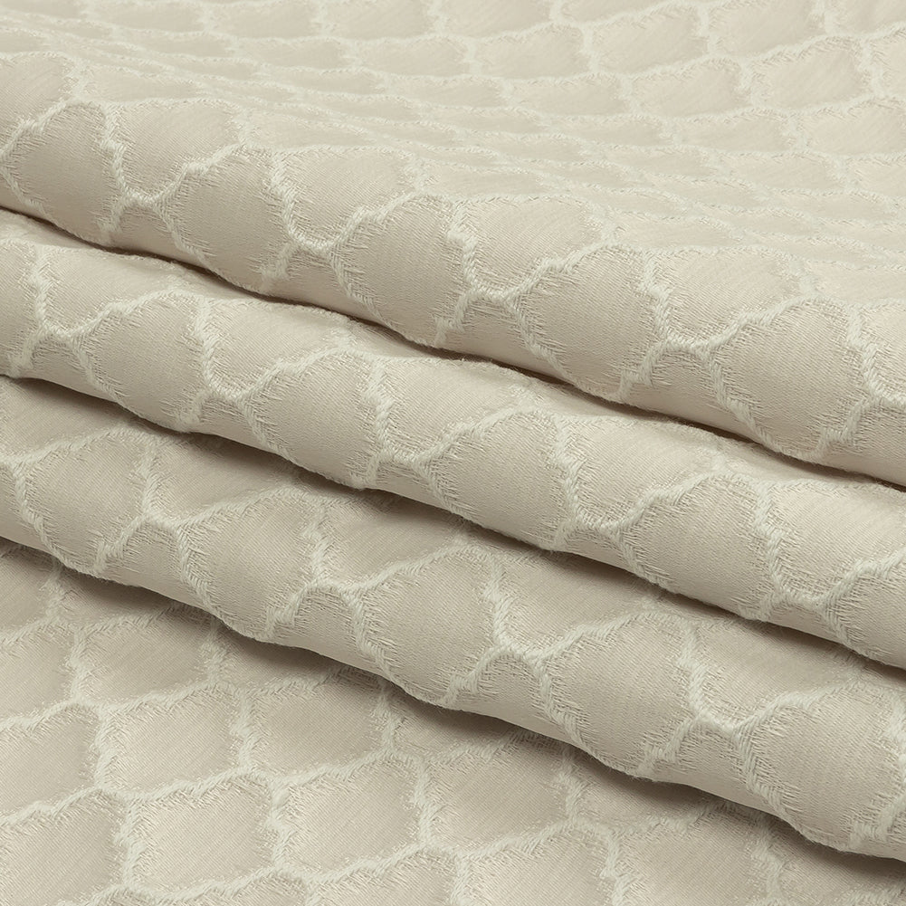 Cotton and Recycled Polyester Drapery Jacquard - Pearl Fancy Little Ogees - British Imported
