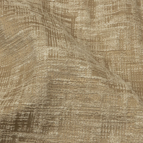 Cotton and Recycled Polyester Drapery Jacquard - Caramel Crosshatched Lines - British Imported