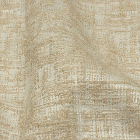 Cotton and Recycled Polyester Drapery Jacquard - Champagne Crosshatched Lines - British Imported