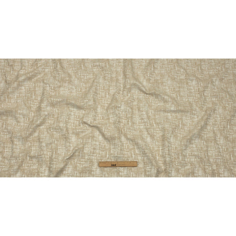 Cotton and Recycled Polyester Drapery Jacquard - Champagne Crosshatched Lines - British Imported