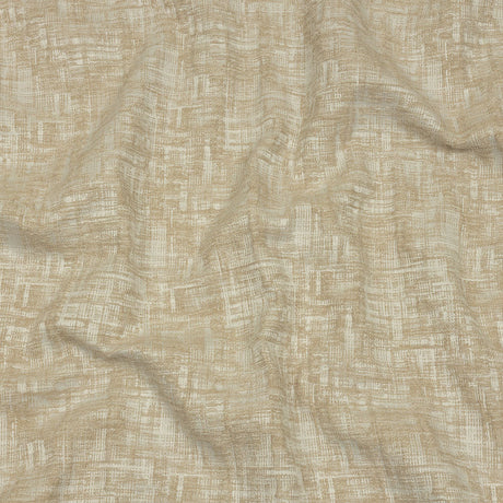 Cotton and Recycled Polyester Drapery Jacquard - Champagne Crosshatched Lines - British Imported