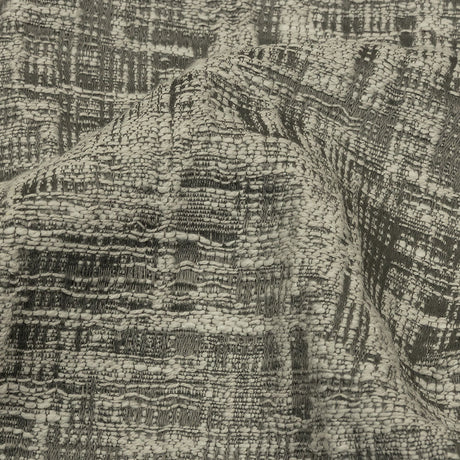 Cotton and Recycled Polyester Drapery Jacquard - Graphite Crosshatched Lines - British Imported