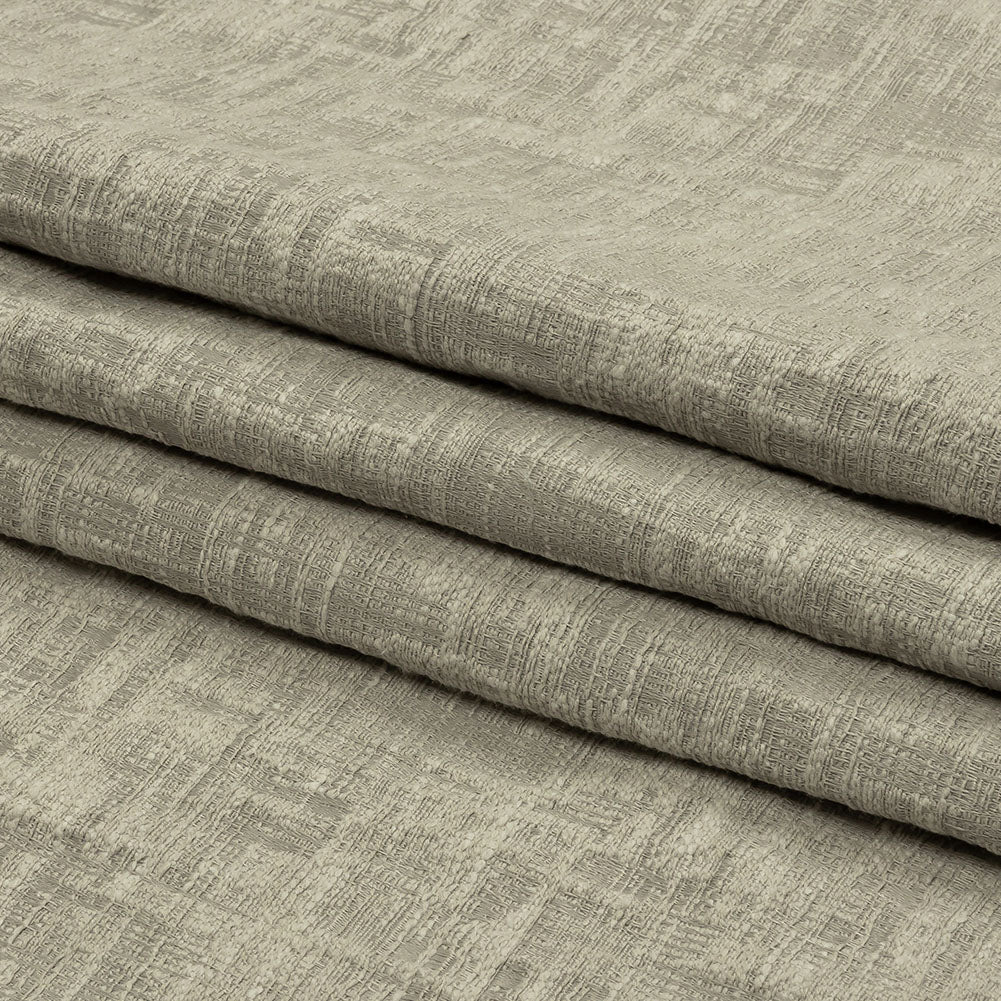 Cotton and Recycled Polyester Drapery Jacquard - Silver Crosshatched Lines - British Imported