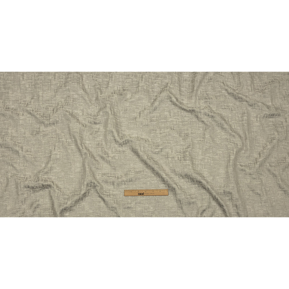 Cotton and Recycled Polyester Drapery Jacquard - Silver Crosshatched Lines - British Imported