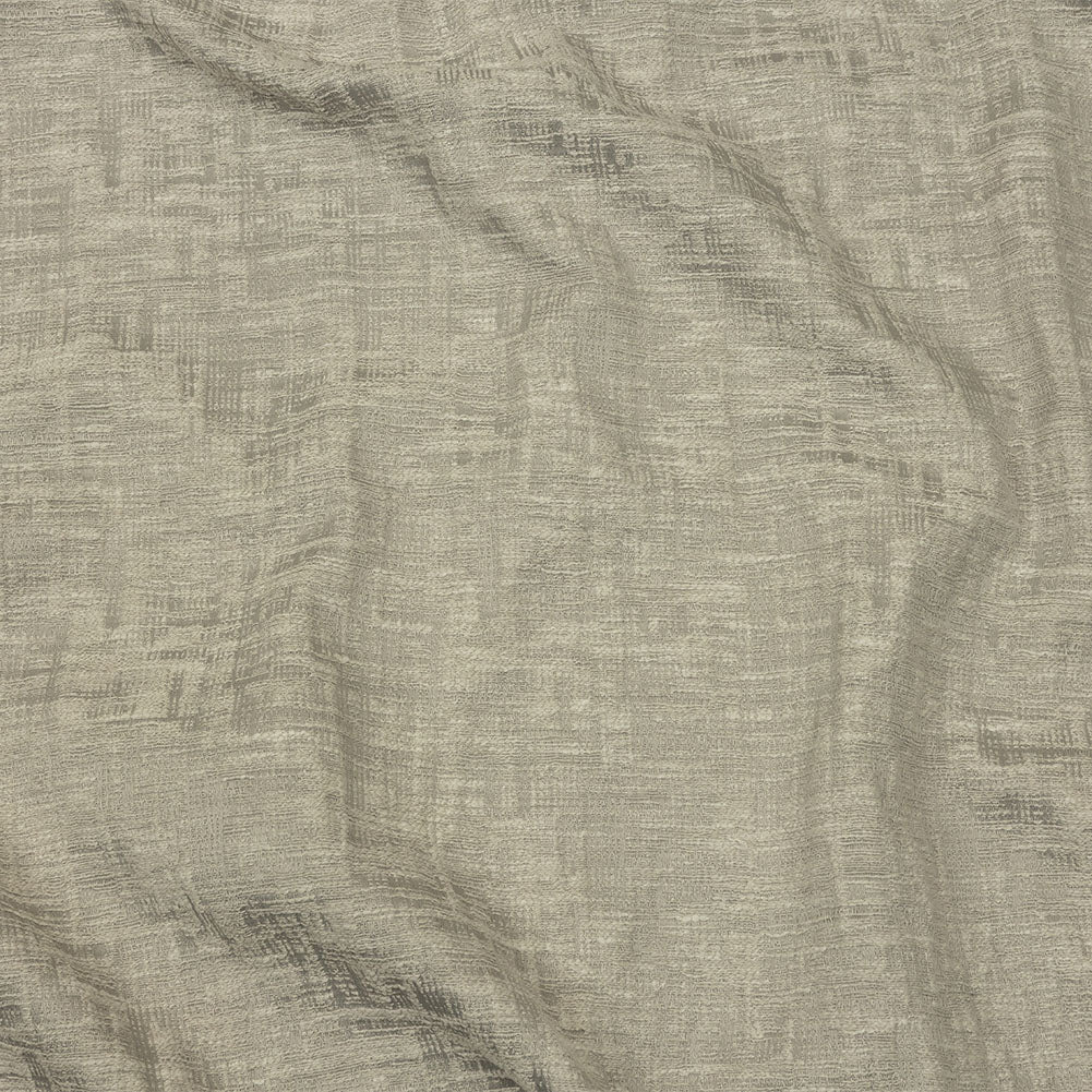 Cotton and Recycled Polyester Drapery Jacquard - Silver Crosshatched Lines - British Imported