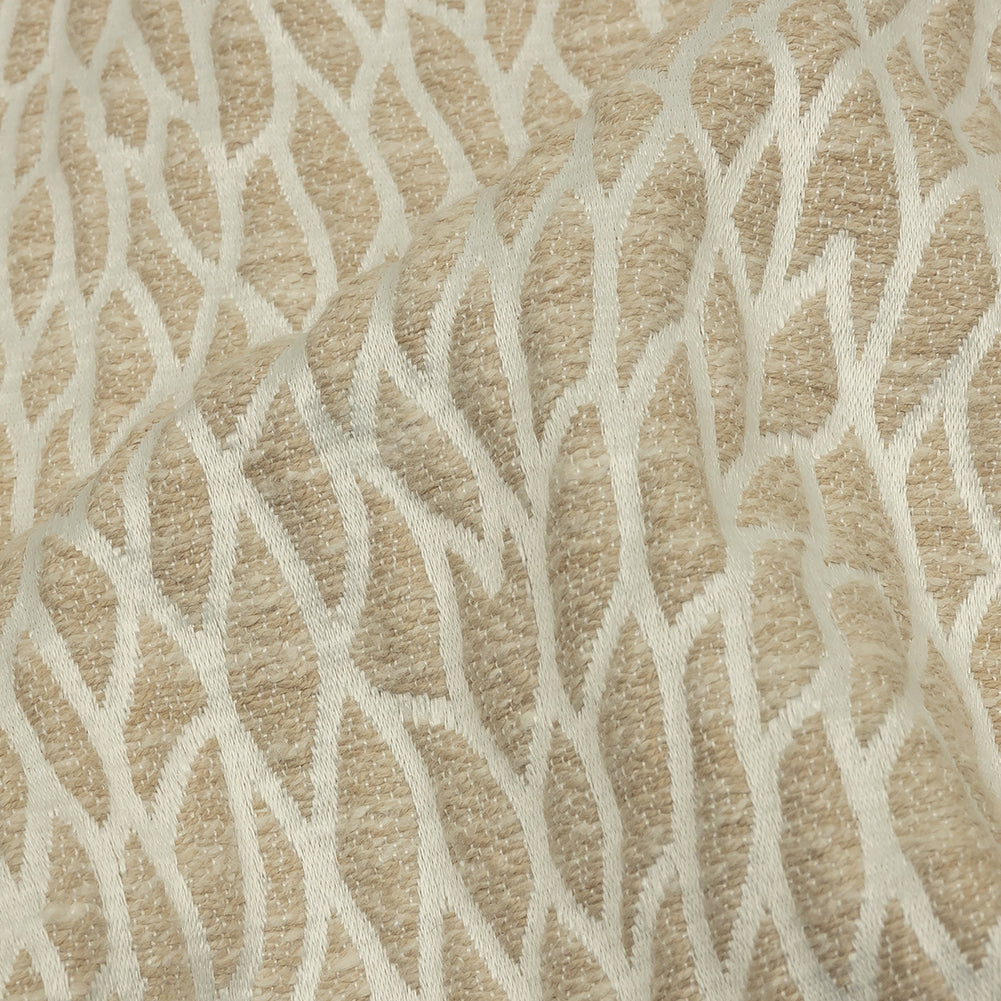 Recycled Polyester Drapery Jacquard - Champagne Stepping Stones - British Imported
