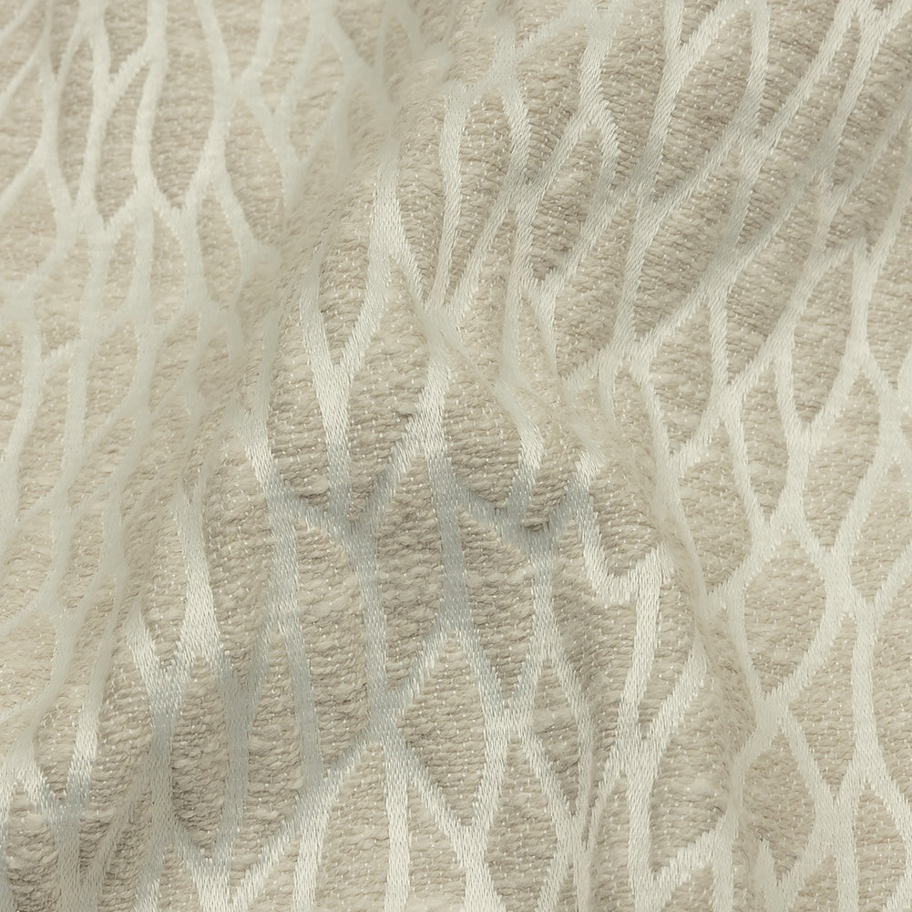 Recycled Polyester Drapery Jacquard - Ivory Stepping Stones - British Imported