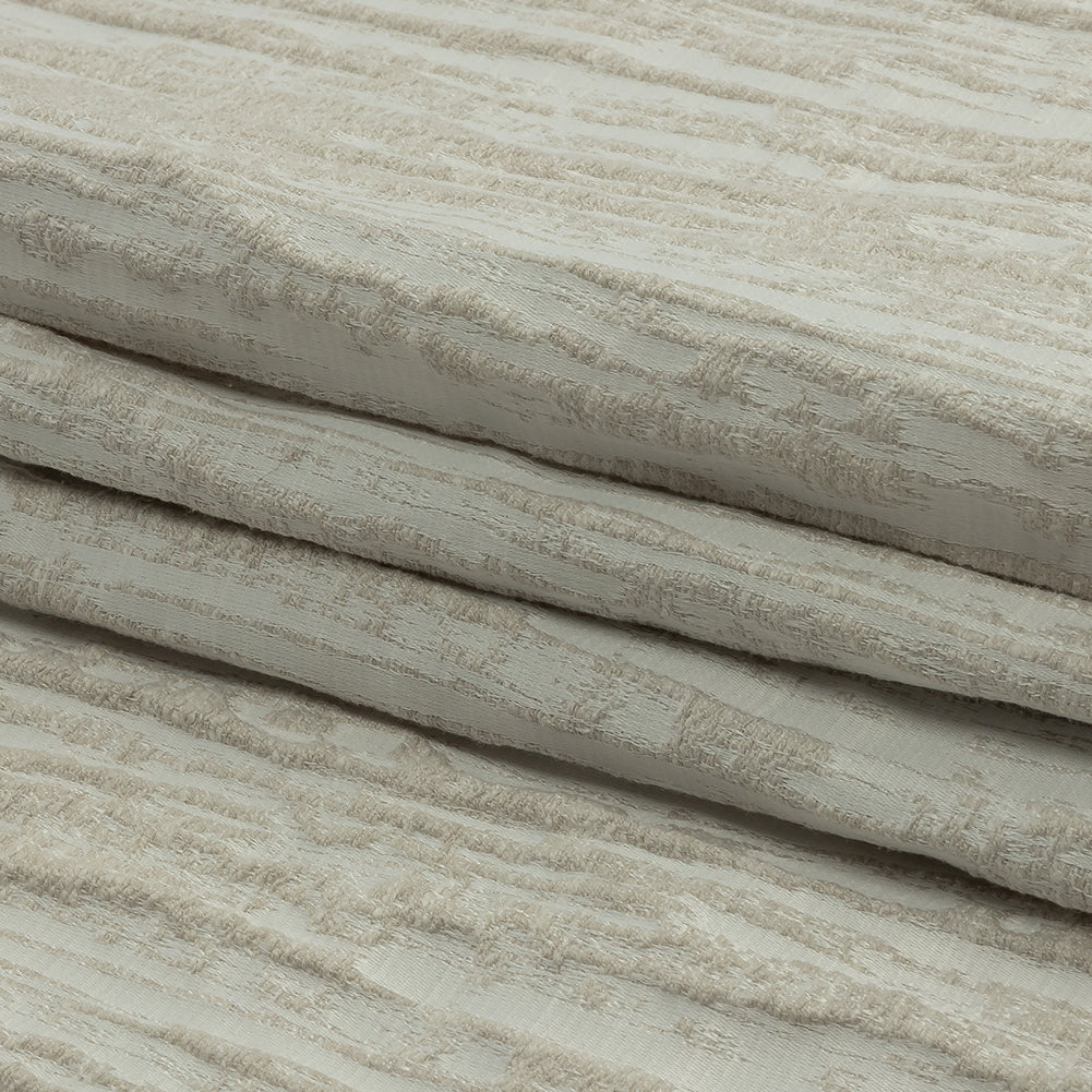 Recycled Polyester Drapery Jacquard - Ivory Striated - British Imported