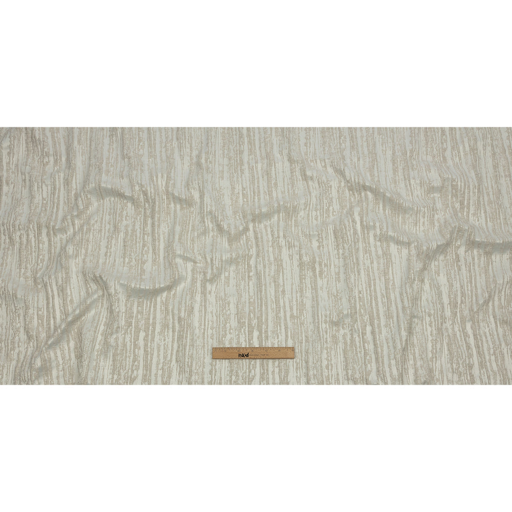 Recycled Polyester Drapery Jacquard - Ivory Striated - British Imported