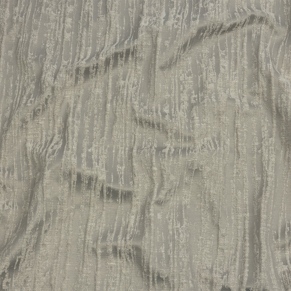 Recycled Polyester Drapery Jacquard - Silver Striated - British Imported