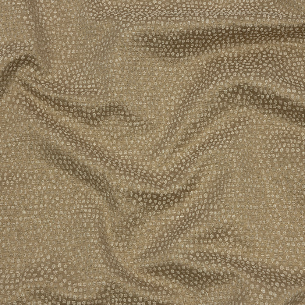 Recycled Polyester Drapery Jacquard - Caramel Spotted - British Imported