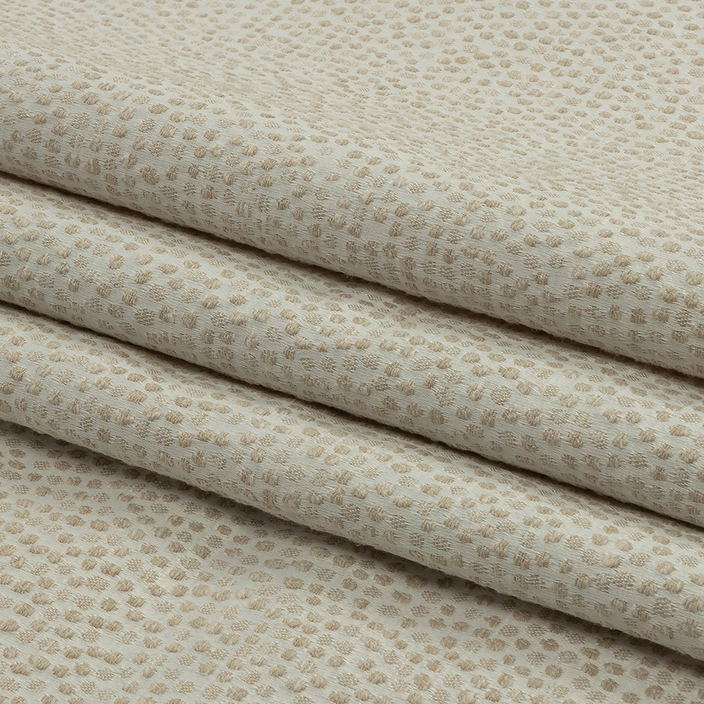 Recycled Polyester Drapery Jacquard - Champagne Spotted - British Imported