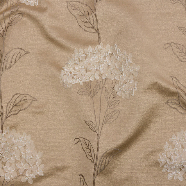 Drapery Jacquard - Caramel Hydrangea Stems - British Imported