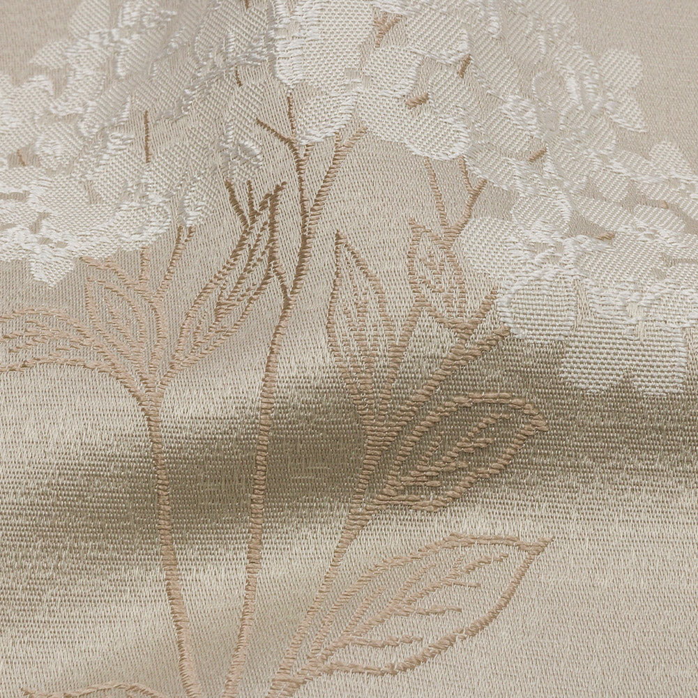 Drapery Jacquard - Sesame Hydrangea Stems - British Imported