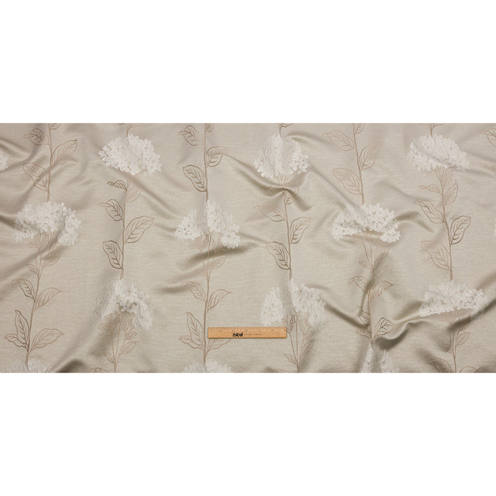 Drapery Jacquard - Sesame Hydrangea Stems - British Imported
