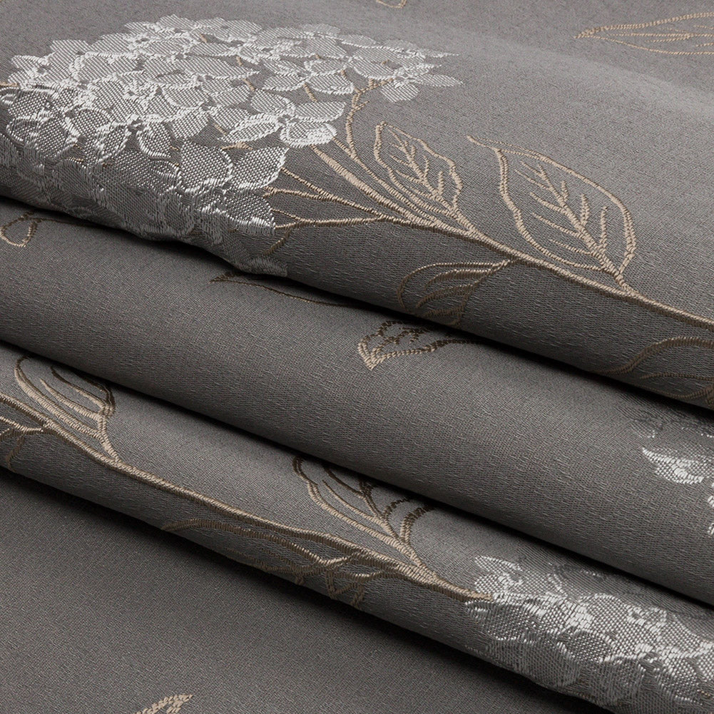 Drapery Jacquard - Shadow Hydrangea Stems - British Imported