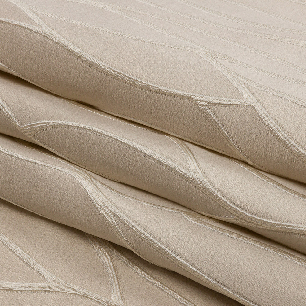 Satin-Faced Drapery Jacquard - Oyster Rippling Lines - British Imported