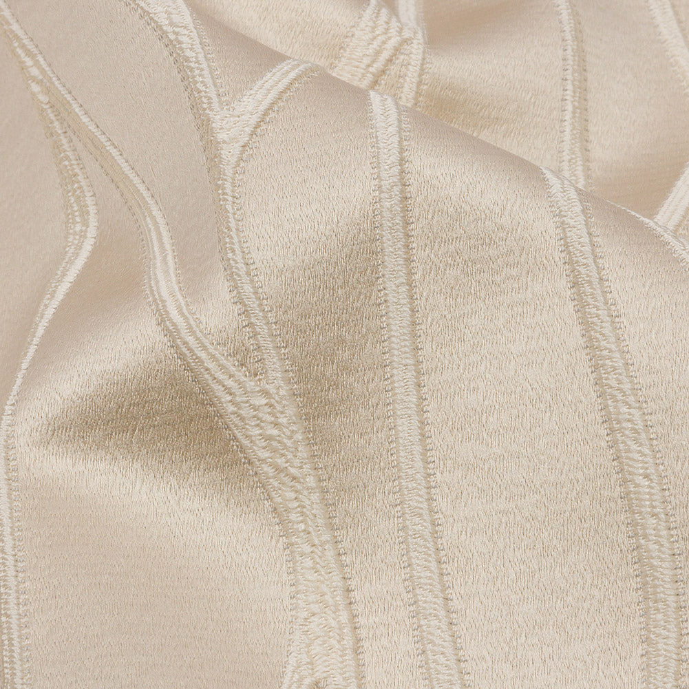 Satin-Faced Drapery Jacquard - Oyster Rippling Lines - British Imported