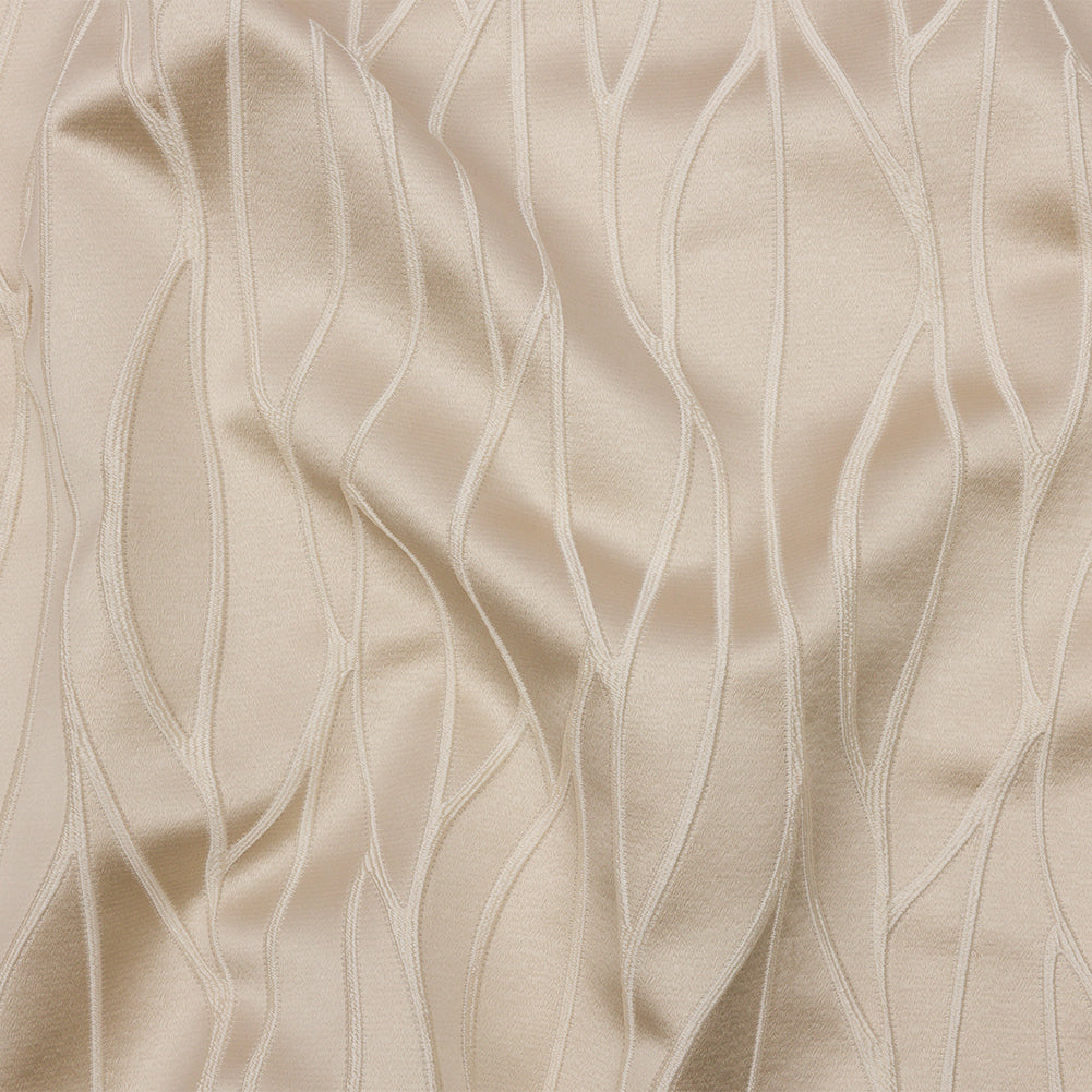 Satin-Faced Drapery Jacquard - Oyster Rippling Lines - British Imported