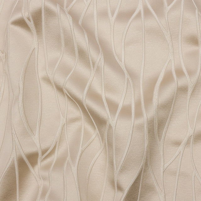 Satin-Faced Drapery Jacquard - Oyster Rippling Lines - British Imported